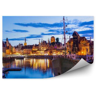 Fototapeta na stenu Mesto súmrak svetlá lode voda budovy