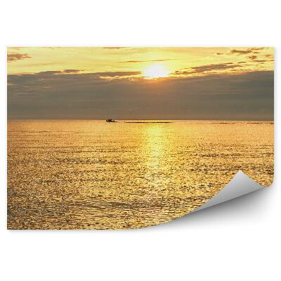 Fototapeta Baltické more vodné mraky na oranžovej oblohe