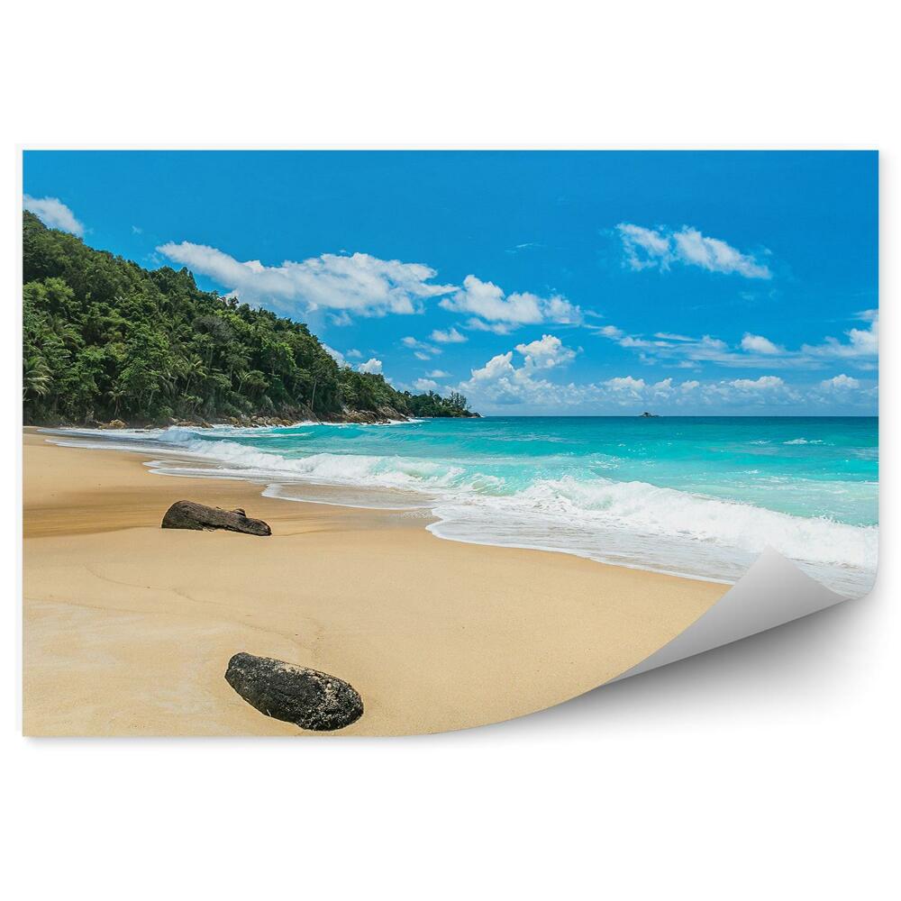 Fototapeta Pobrežie mora pláž vlny zelený les