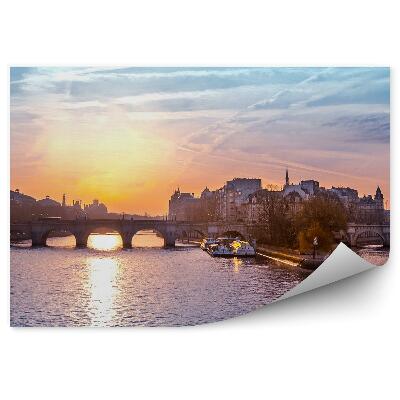 Fototapeta na stenu Západ slnka obloha mosty budovy jachty Seina