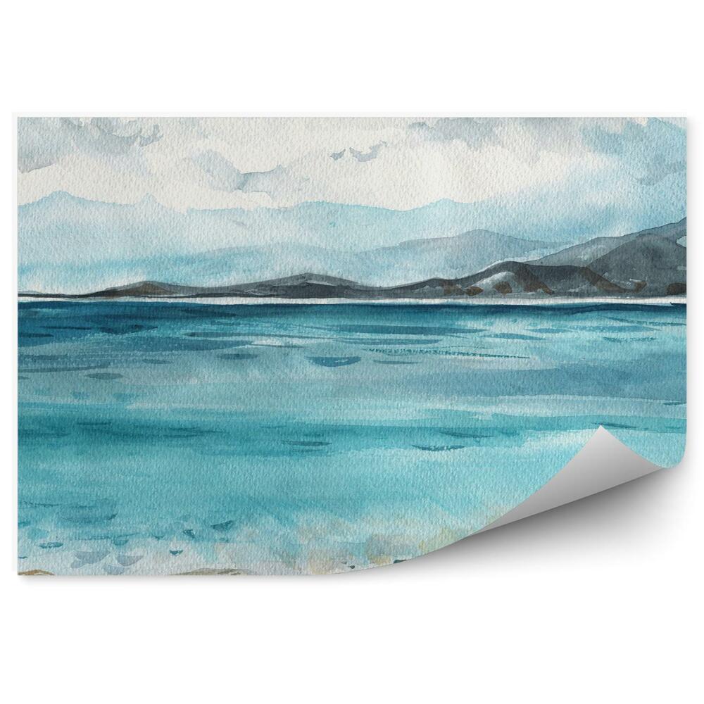 Fototapeta Pláž Skaly Oceán Hory Obloha Mraky Maľba Obrázok