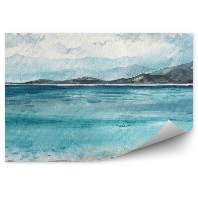 Fototapeta Pláž Skaly Oceán Hory Obloha Mraky Maľba Obrázok