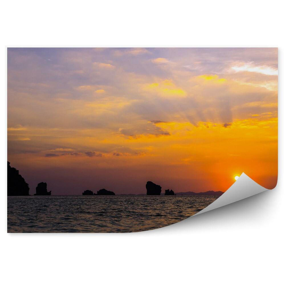 Fototapeta na stenu Západ Slnka Skaly Oceán Mraky