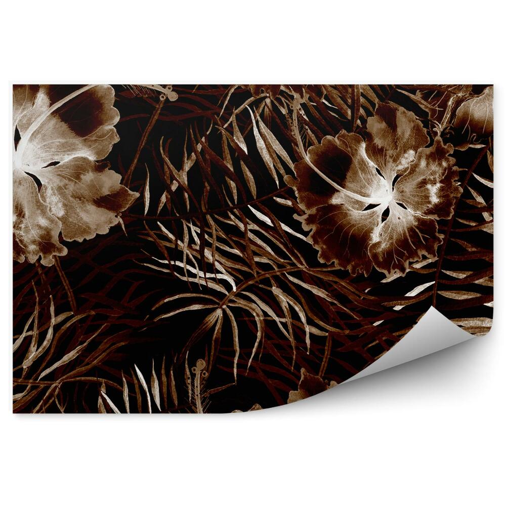 Fototapeta Hnedé Listy Kvetov Čierne Pozadie