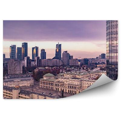 Fototapeta Varšava mrakodrapy cesty stromy obloha mraky pohľad