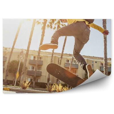 Fototapeta na stenu Budova palmy skateboard teenager batoh šport