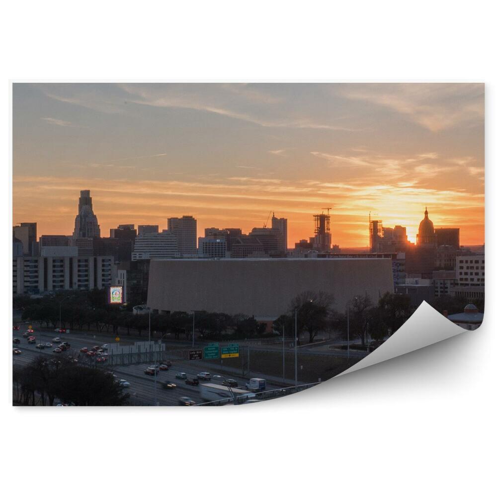 Fototapeta Západ Slnka Architektúra Cesty Autá Texas Mraky