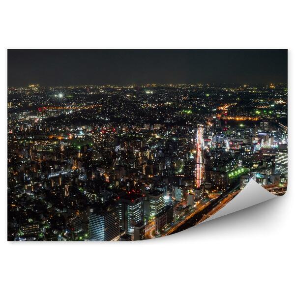 Fototapeta Pohľad z vtáčej perspektívy Tokio Japonsko noc svetlá