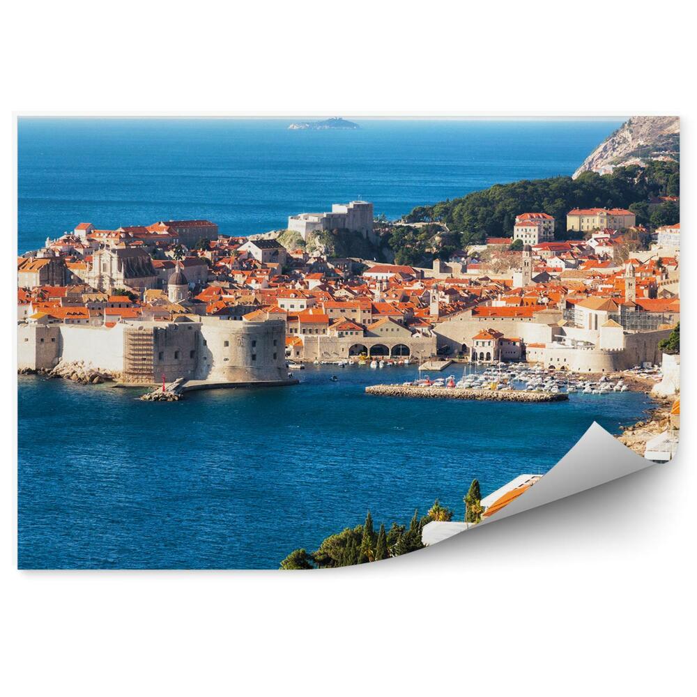 Fototapeta na stenu Pohľad Z Vtáčej Perspektívy Staré Mesto Chorvátsko Voda Horizont