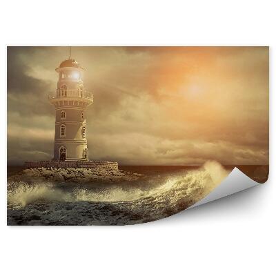 Fototapeta na stenu Odlesk z majáka rozbúrené vlny