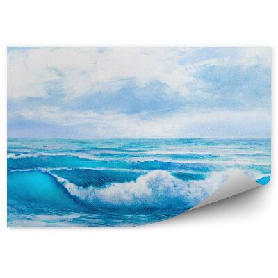 Fototapeta Modrá morská voda vlny mraky na oblohe