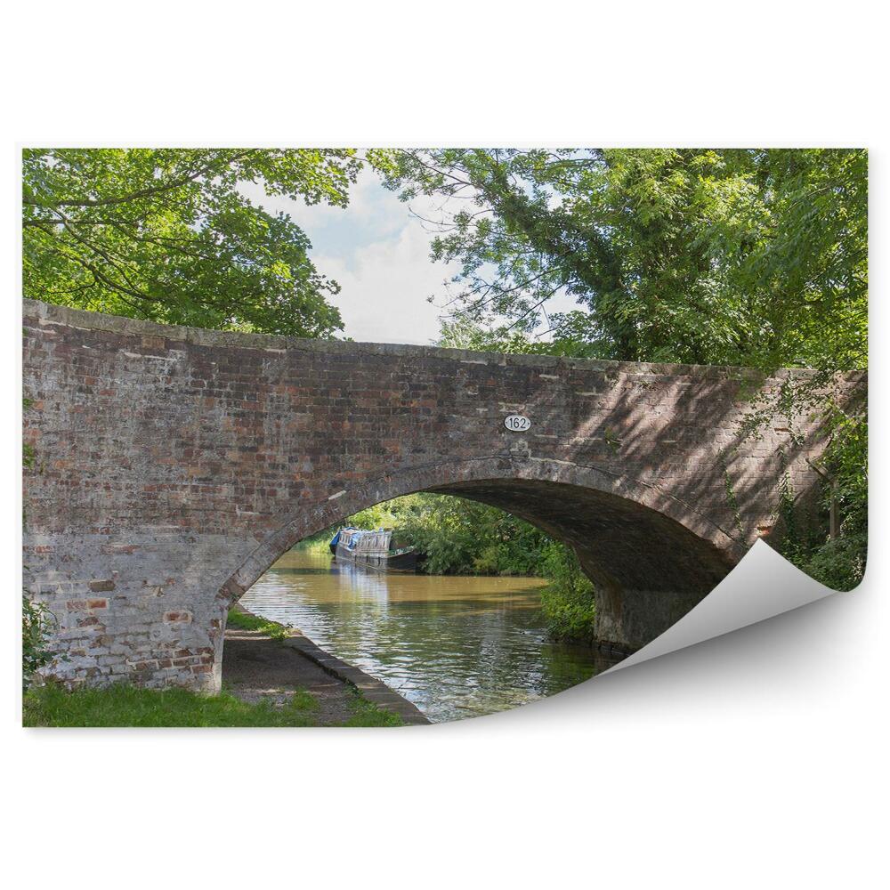 Fototapeta na stenu Most Betónový Cheshire Uk Stromy Rieka Tráva Obloha Mraky
