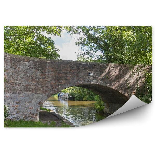 Fototapeta na stenu Most Betónový Cheshire Uk Stromy Rieka Tráva Obloha Mraky