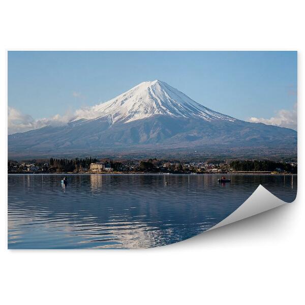 Fototapeta Hora Fuji kawaguchiko pohľad na jazero zimné snehové mraky