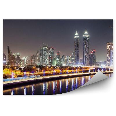 Fototapeta na stenu Mrakodrapy svetlá nočný prístav Dubaj