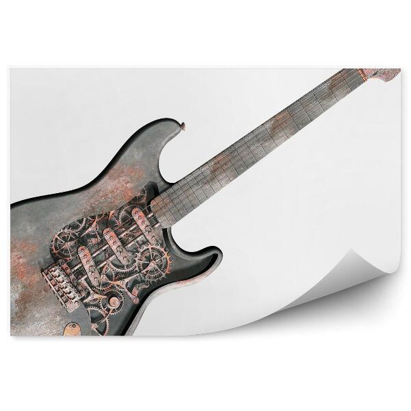 Fototapeta Steampunková gitara hrdza biele pozadie