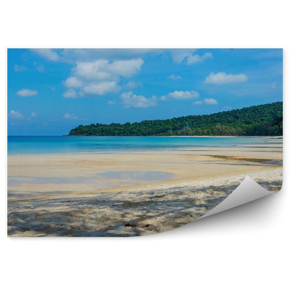 Fototapeta Kambodža Pláž Stromy Ostrov Oceán Obloha Mraky Piesok