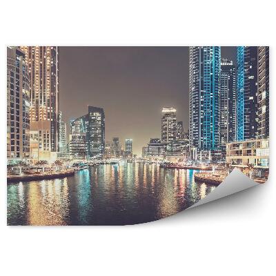 Fototapeta Mrakodrapy svetlá prístav palmy chodník dubaj