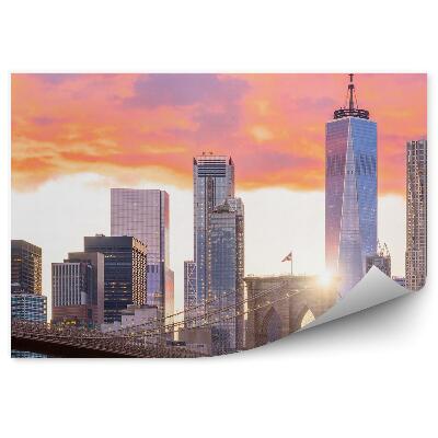 Fototapeta na stenu Mraky na oblohe nad newyorským mostom architektúra