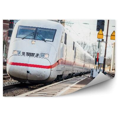 Fototapeta na stenu Nemški beli vlak rdeče luči proge