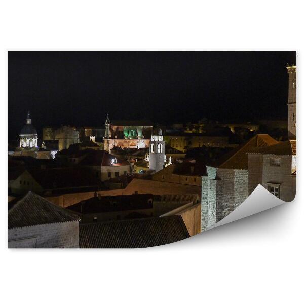 Fototapeta Dubrovník Chorvátsko hrady budovy nočné svetlá