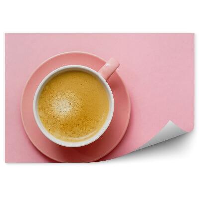 Fototapeta Pastelovo ružové pozadie šálka kávy pena