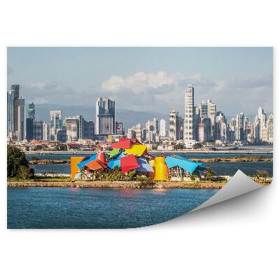 Fototapeta na stenu Mrakodrapy stromy oceán obloha mraky