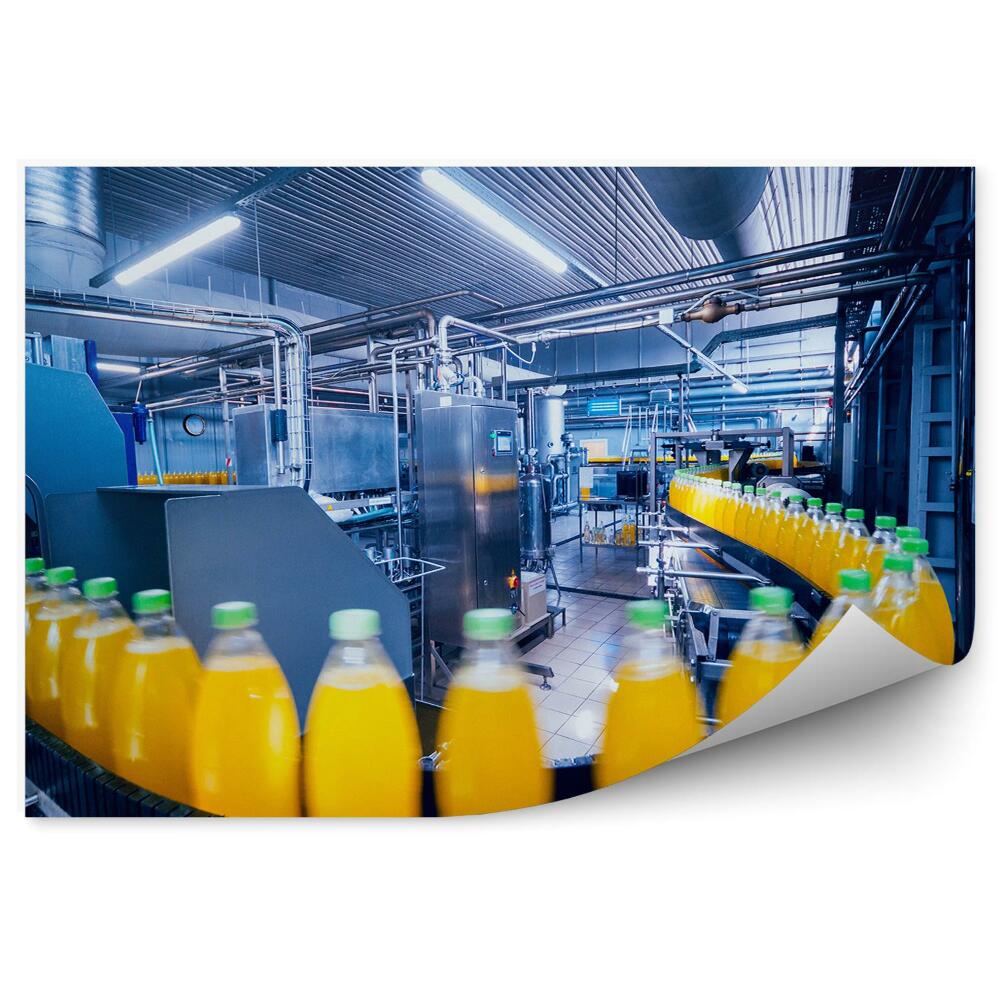 Fototapeta Proizvodnja soka s transporterjem za steklenice