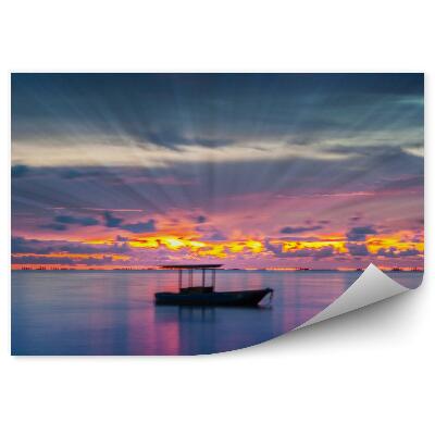 Fototapeta Loď Západ Slnka Mraky Obloha