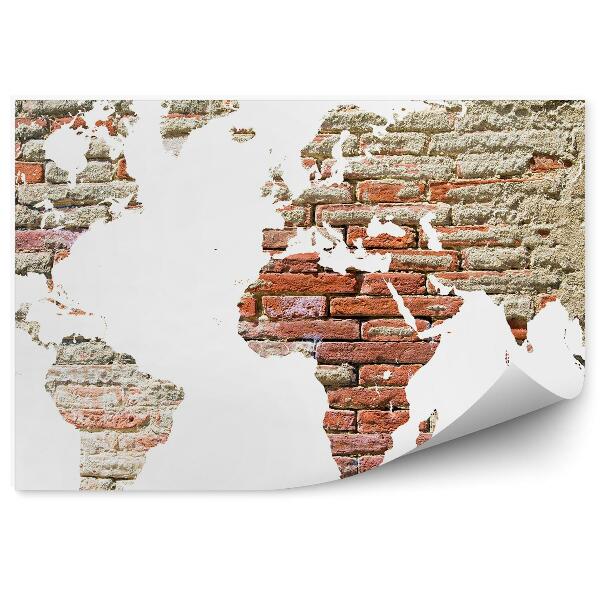 Fototapeta Mapa sveta so starnúcimi tehlami
