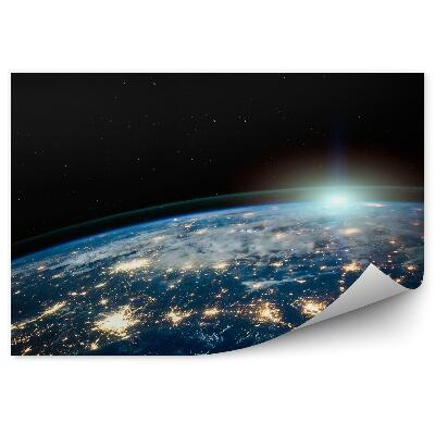 Fototapeta Krásny Pohľad Na Zemský Povrch V Noci Zo Slnka Na Ho