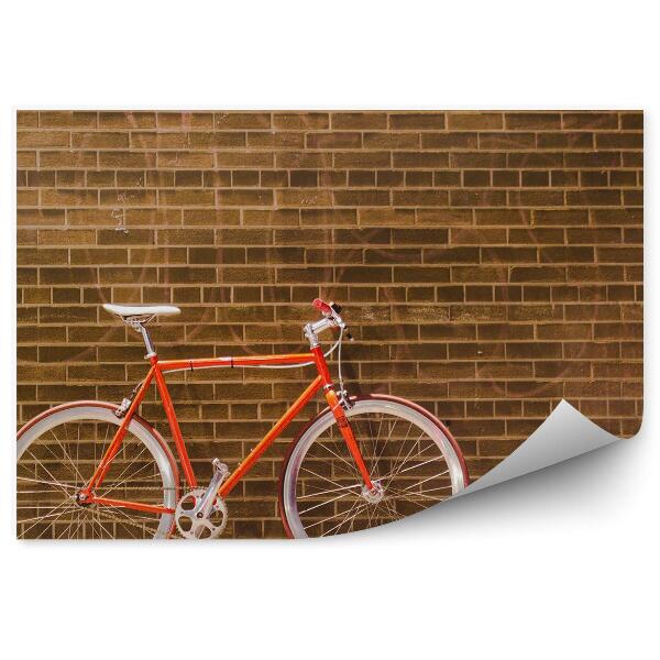 Fototapeta na stenu Tehlový Múr Oranžový Bicykel