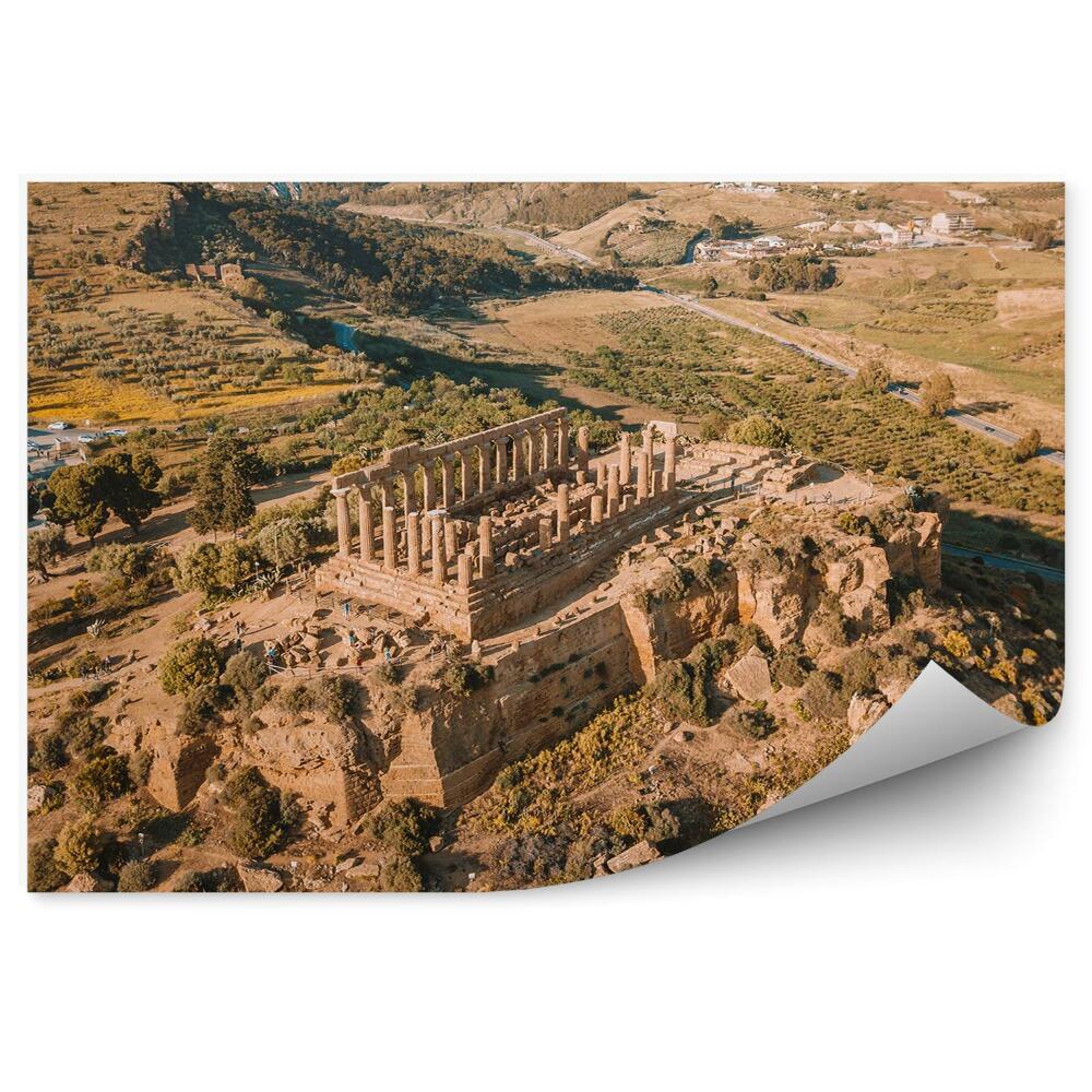 Fototapeta Zrúcanina akropoly púšť stromy Sicília hory