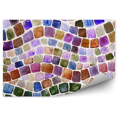 Fototapeta na stenu Farebné kocky maľované čiary biele pozadie mozaika