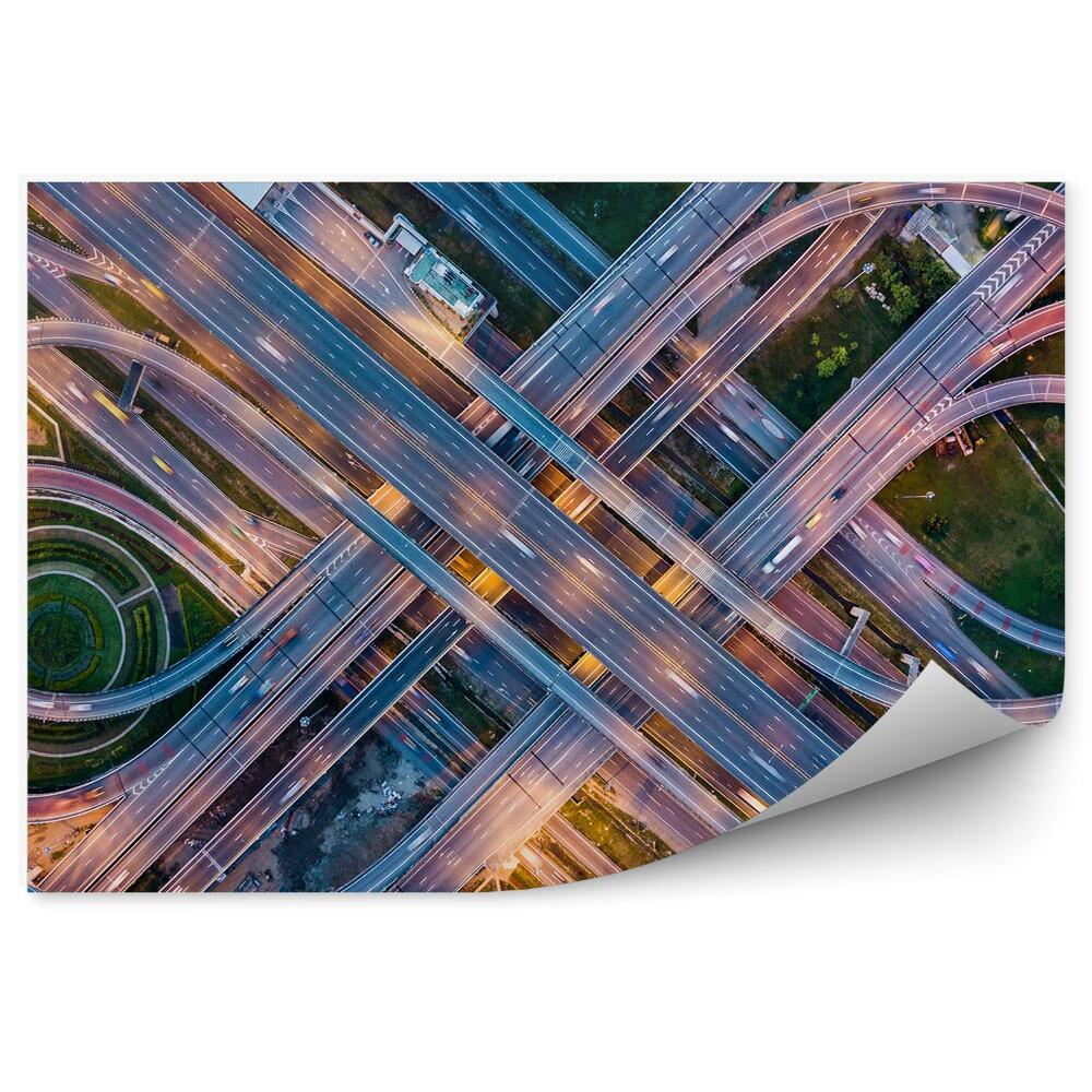 Fototapeta na stenu Veliko avtocestno križišče avtomobili promet