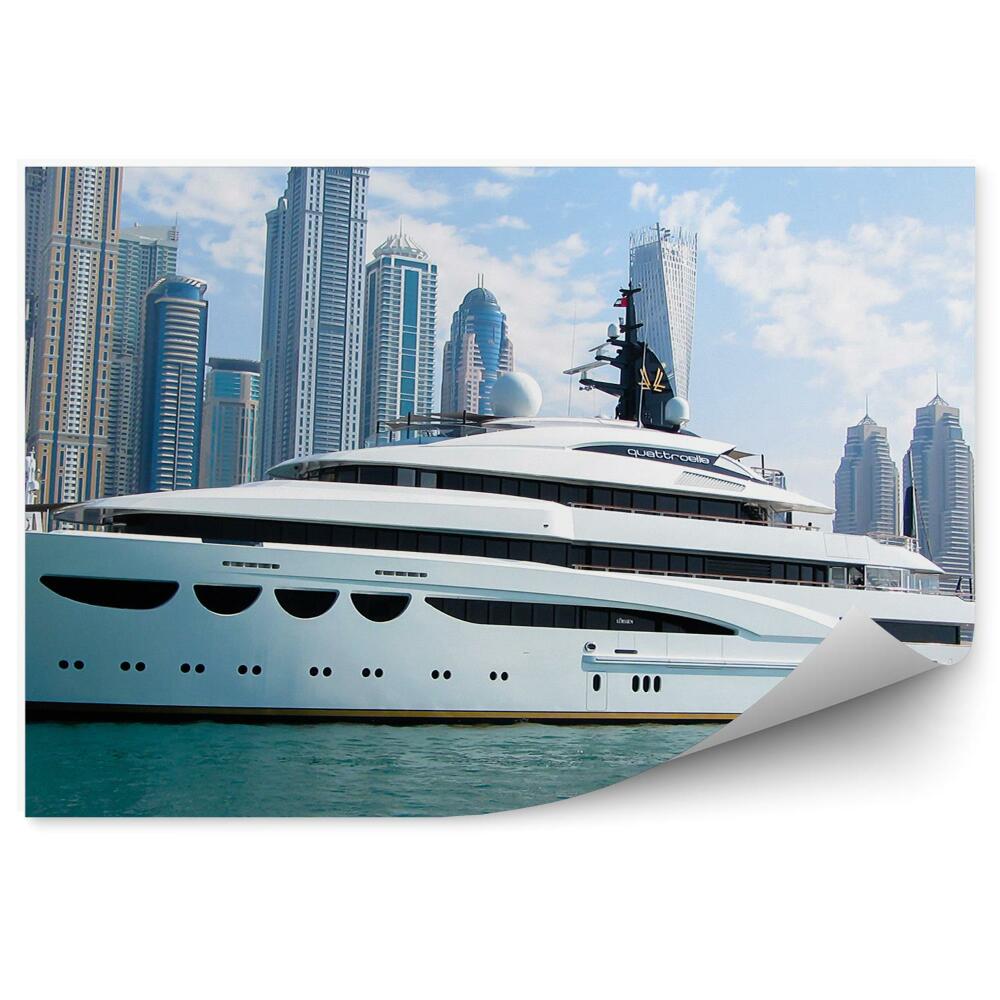 Fototapeta Mrakodrapy jachty oceán obloha mraky Dubaj