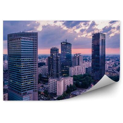 Fototapeta Mrakodrapy cesta obloha mraky Varšava noc