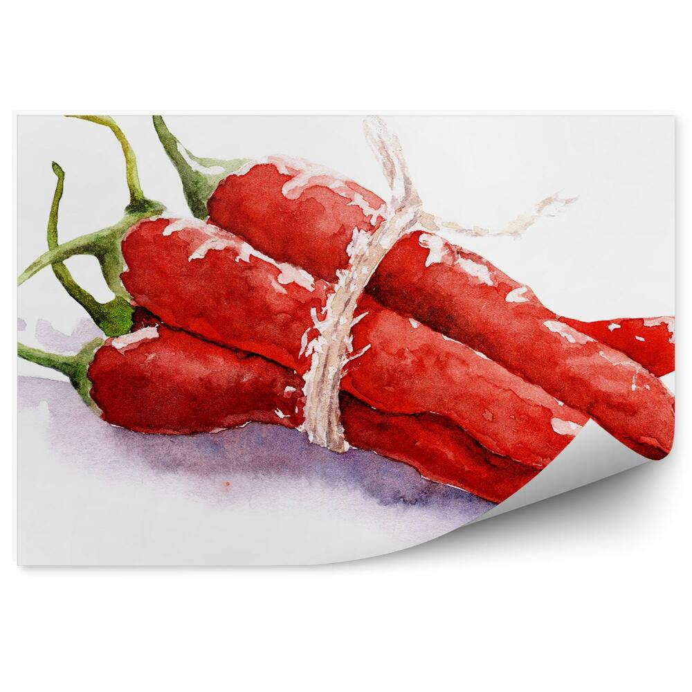 Fototapeta na stenu Kreslená zelenina červená paprika viazaná