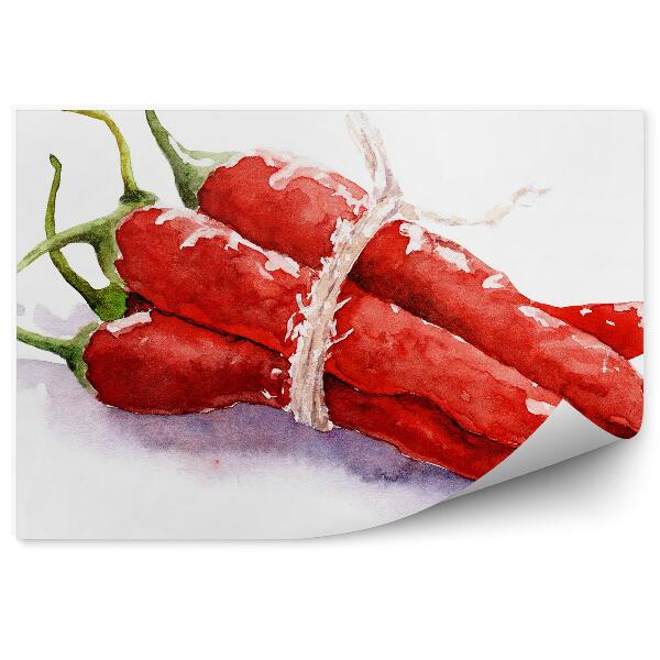 Fototapeta na stenu Kreslená zelenina červená paprika viazaná