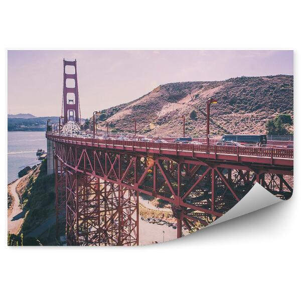Fototapeta Golden gate san francisco hory tráva oceán pláž západ slnka most autá