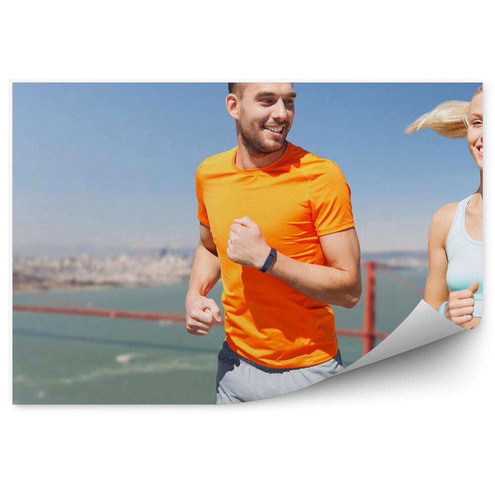 Fototapeta Par golden gate city ocean hill