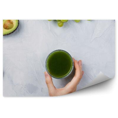 Fototapeta Zelené smoothie zdravý nápoj ovocie zelenina zelené slamky