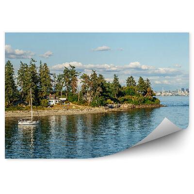Fototapeta na stenu Panoráma Seattle Ihličnaté Stromy Budovy Jachty Veža Budovy More Nebo Mraky