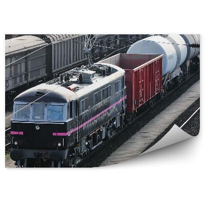 Fototapeta Železniška postaja vlaki avtomobili