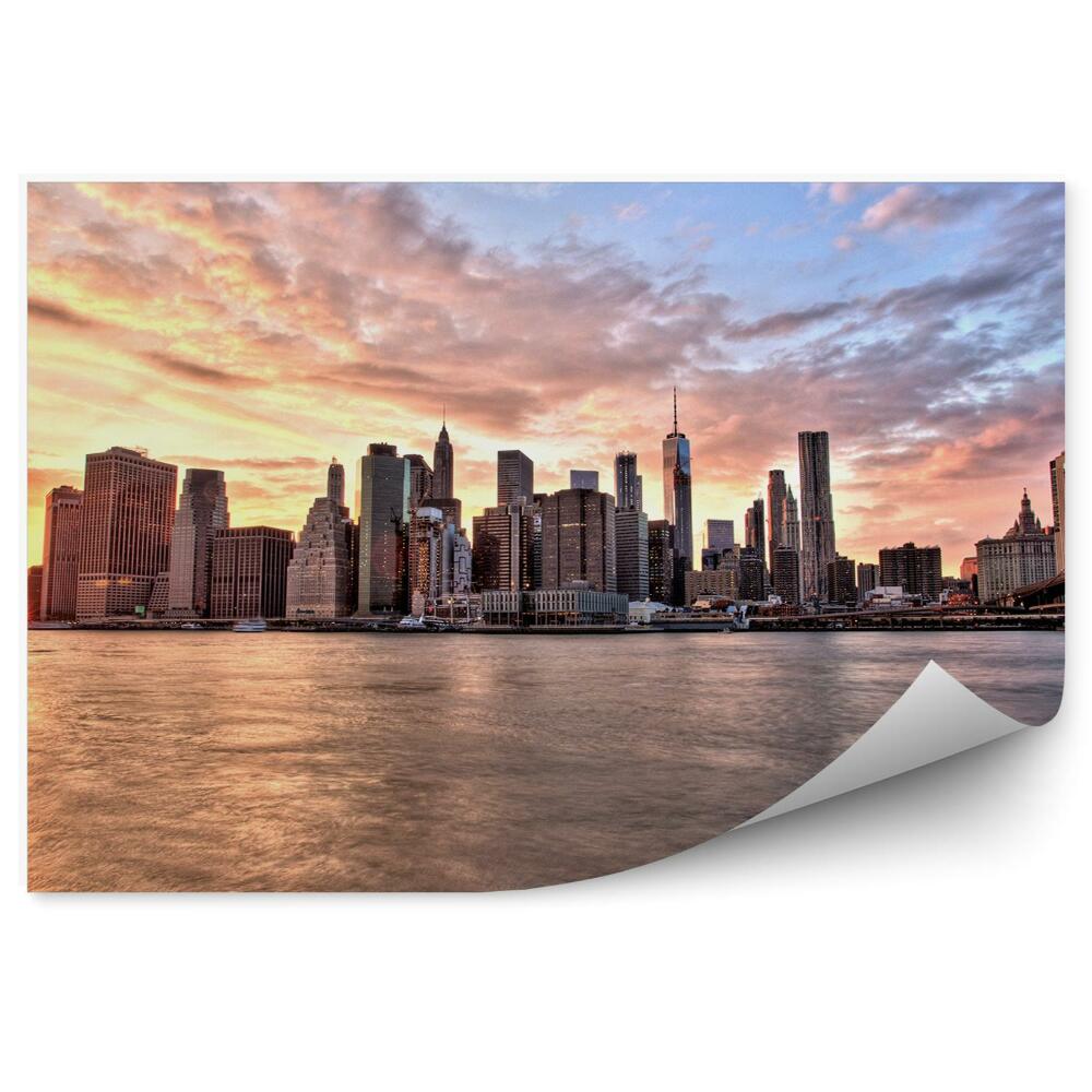 Fototapeta New York Brooklynský Most Rieka Zamračená Obloha