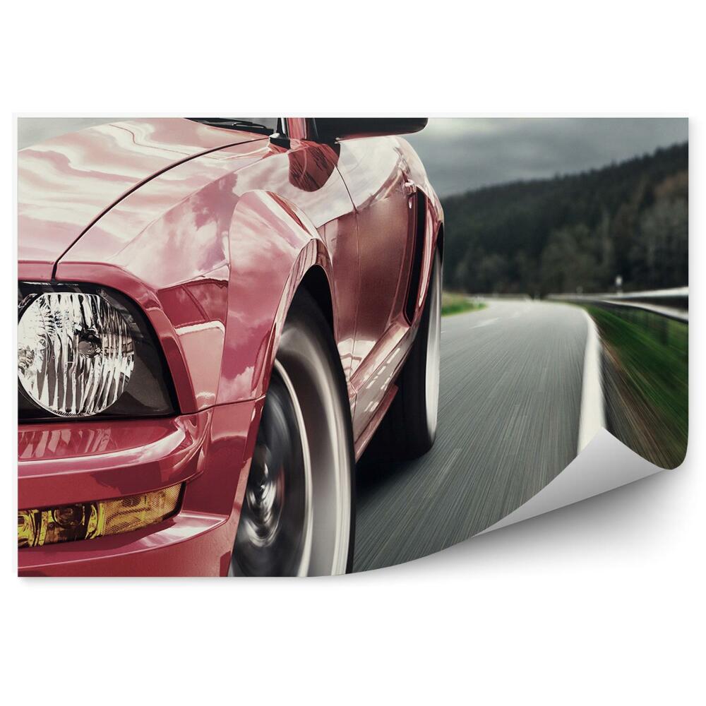 Fototapeta na stenu Cestné Auto Červená Rýchlosť Dzrewa Les