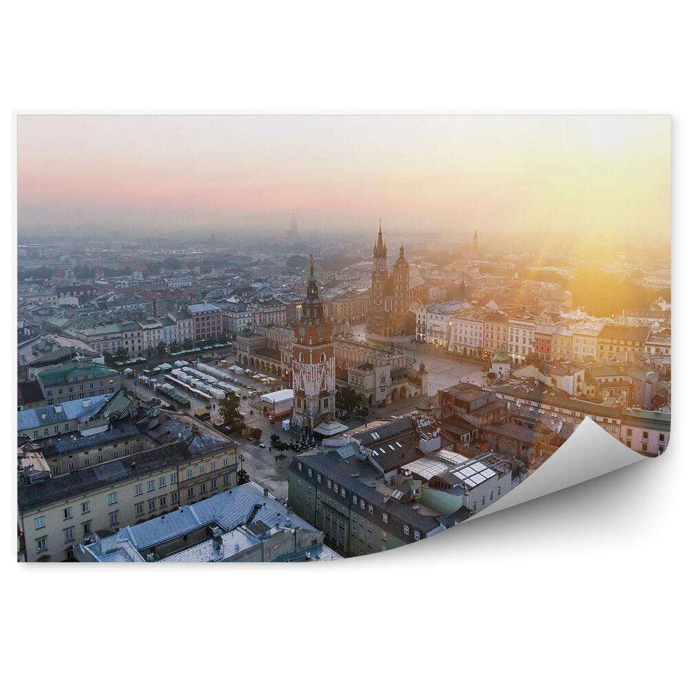 Fototapeta Pohľad z vtáčej perspektívy Visla Krakov budovy slnko