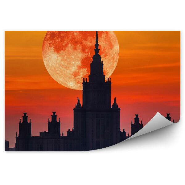 Fototapeta na stenu Budovy Kostol Most Rieka Mesiac Západ Slnka Obloha