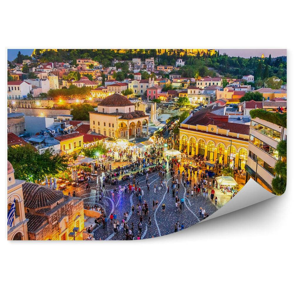 Fototapeta Budovy akropola zrúcaniny ľudia mesto nočné svetlá Atény Grécko