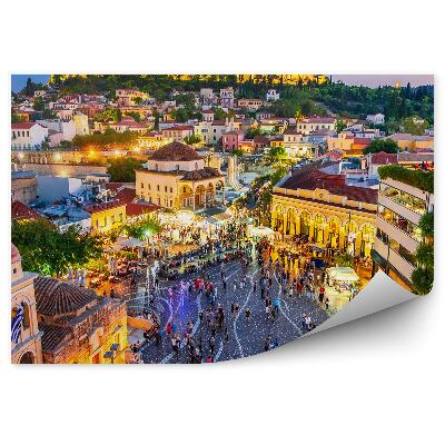 Fototapeta Budovy akropola zrúcaniny ľudia mesto nočné svetlá Atény Grécko